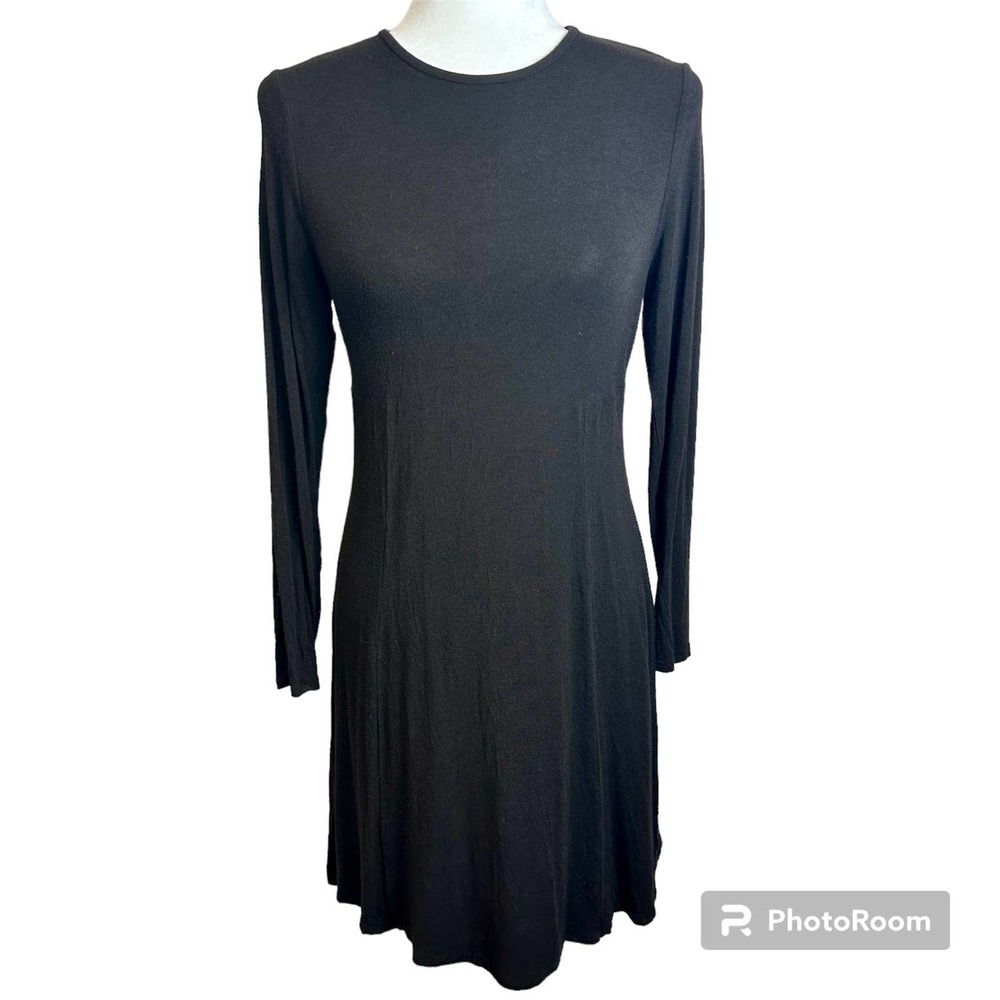 Eileen Fisher Midi‎ Dress Women’s sz. XS TP Brown Viscose Blend Long Sleeve